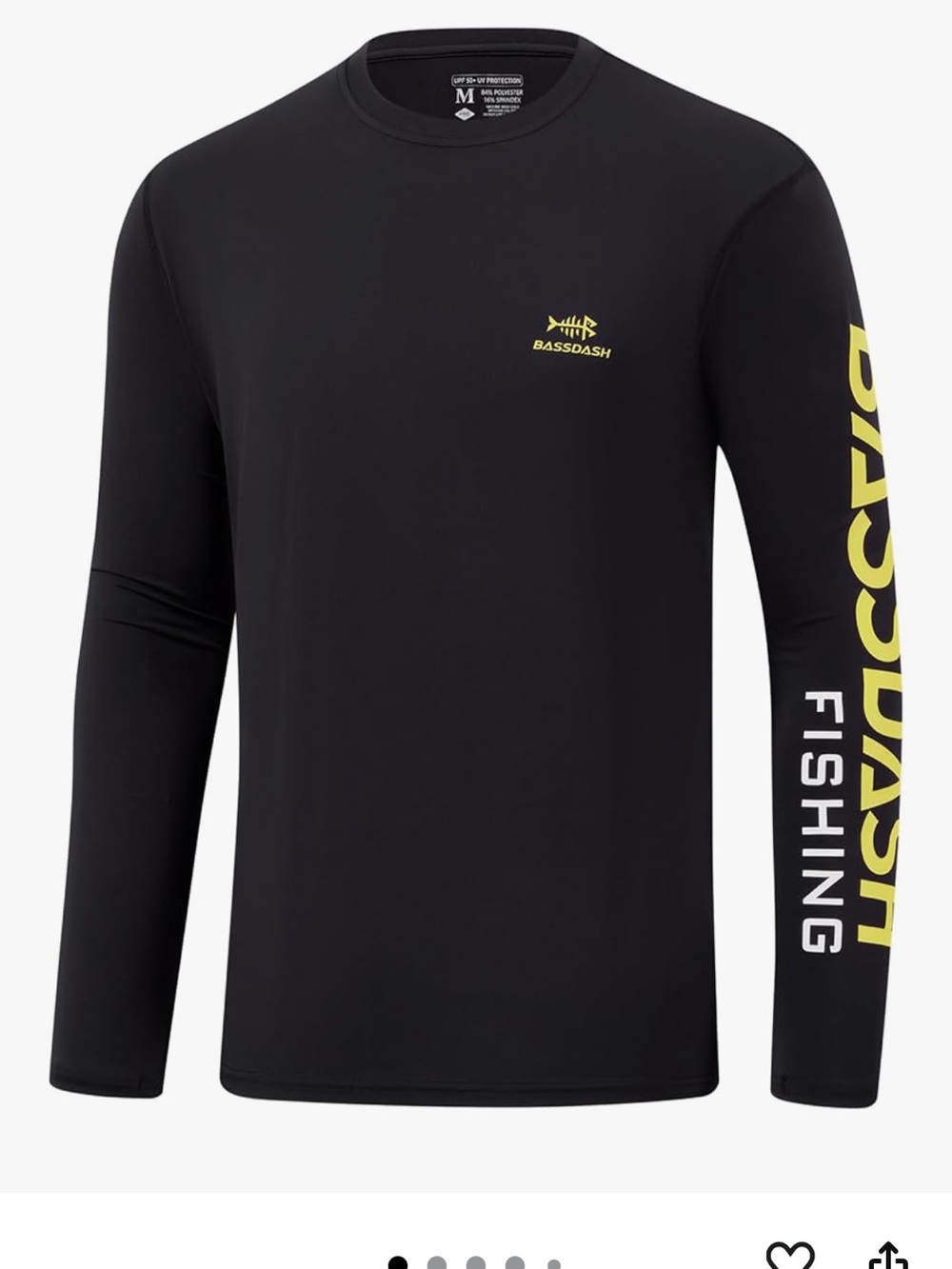 Long Sleeve Fishing Performance Bassdash Shirt  UPF50+ UV - Black/yell  3XL 1171